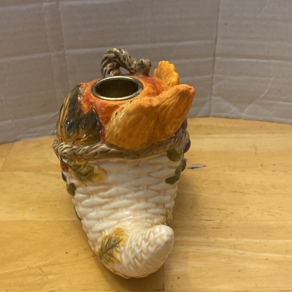 Vintage Cornucopia candle stick holder. Bella Casa by Ganz. About 4 in tall. - Picture 2 of 6